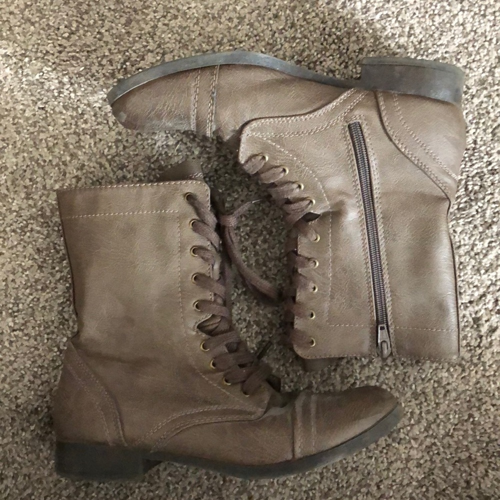 Brown combat boots